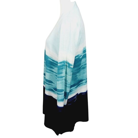 Chico's  Cardigan, Spun Rayon, Hanky Hem, Ombre Ocean Blues,  Small, Light Knit - Picture 3 of 10